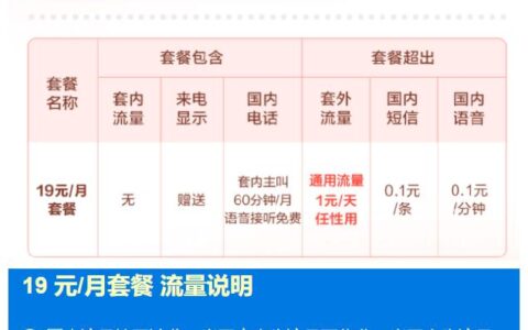 小米小米卡19元一天一元任性用详情介绍
