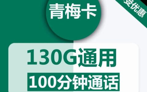 【2年合约期】移动青梅卡29元包130G，100分钟通话