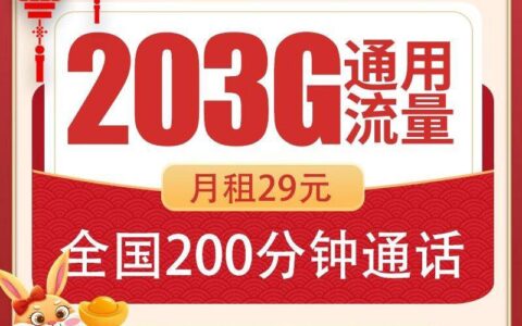 联通203g流量卡在线办理，首充100元/月
