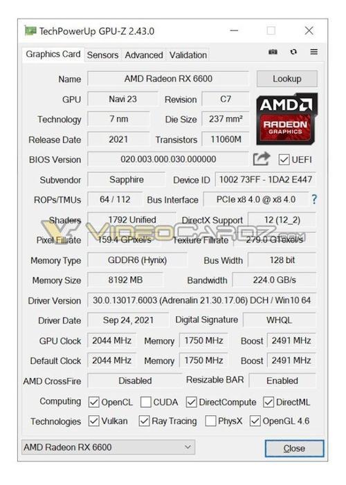 RX6600性能相当于哪款N卡？