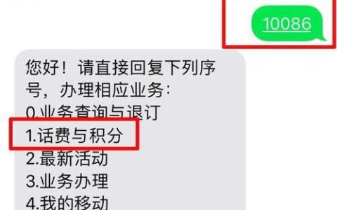 中国移动10086短信查积分方法