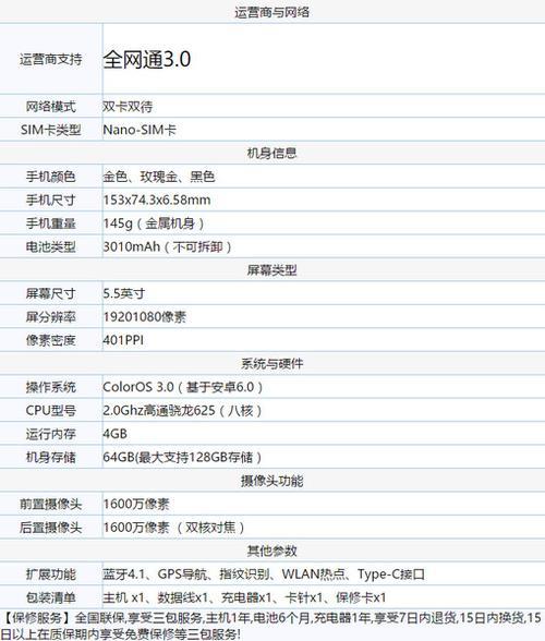 OPPOR9s参数详解，全面解析这款经典机型