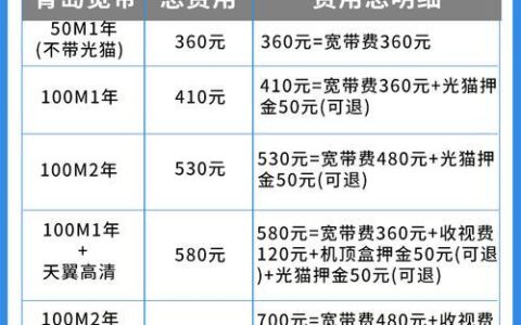 电信100M光纤宽带多少钱？